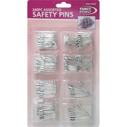 240 Pcs Safety Pins Silver Assorted Size Small Medium Large Sewing Craft Wedding