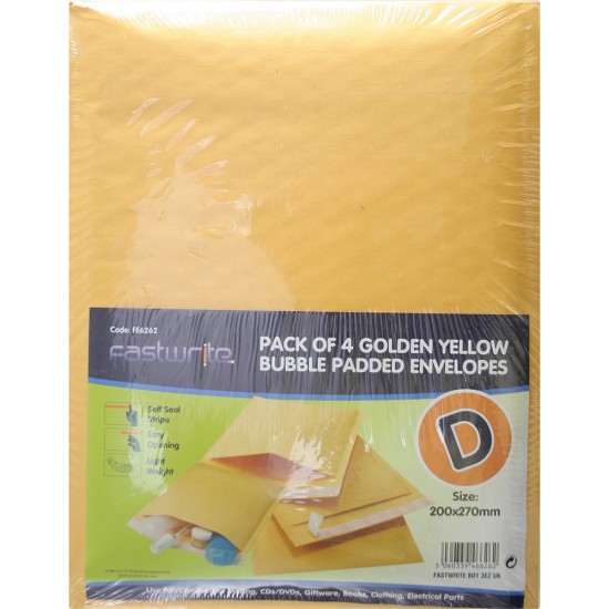 4 Pack Bubble Padded Envelope (D)