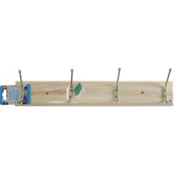 4 Hooks Pine Wooden Folding Double Hook Door Hanger Coat Rack Storage Screw On