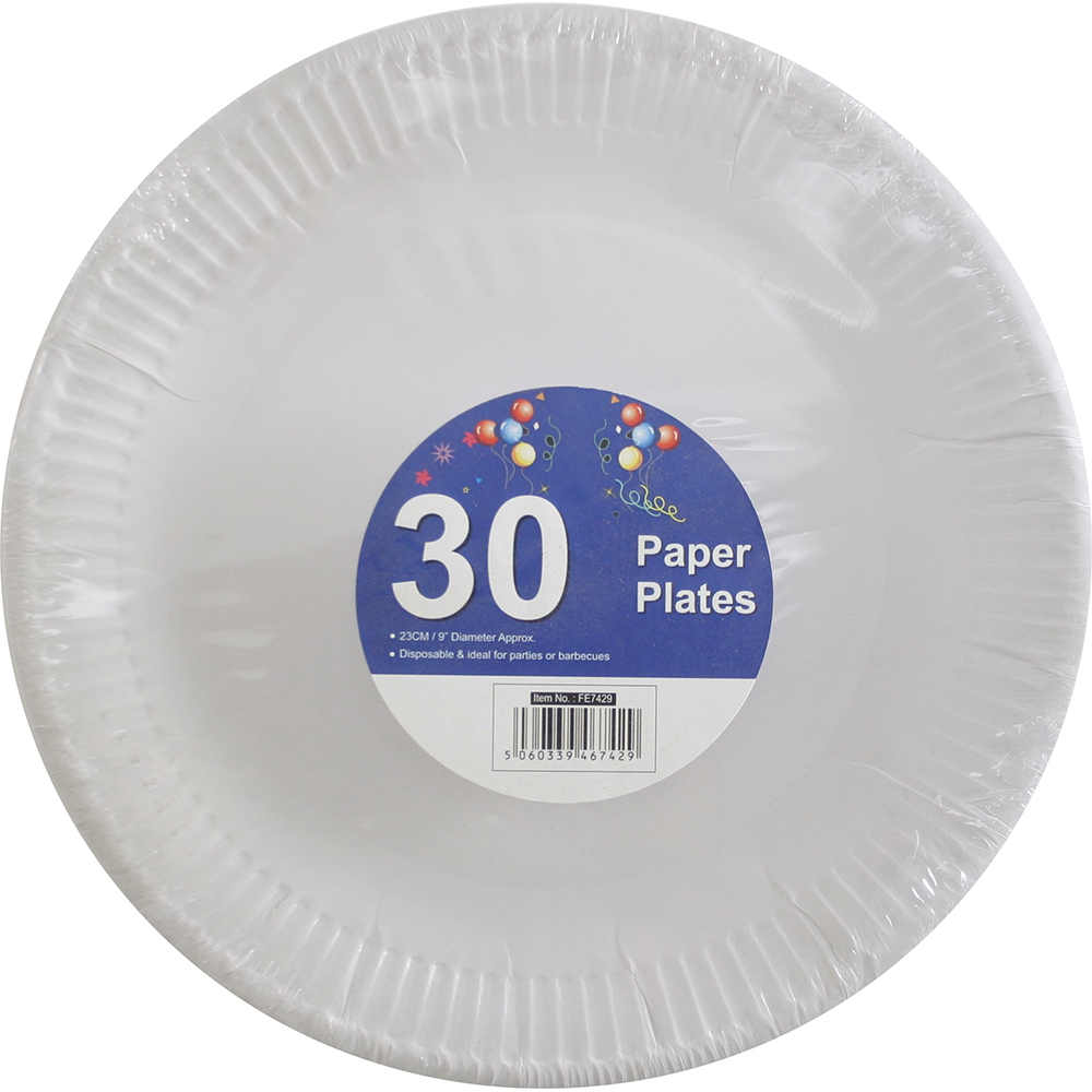 30 Pack High Quality Extra Strong Disposable PAPER Plates Microwave Safe