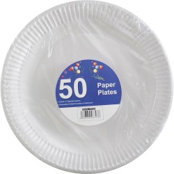 50 Pack High Quality Extra Strong Disposable PAPER Plates Microwave Safe
