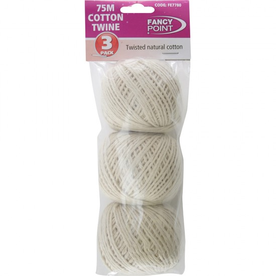 3 Pcs 75 Metre Cotton Twine Thread Twine Long Thick High Quality