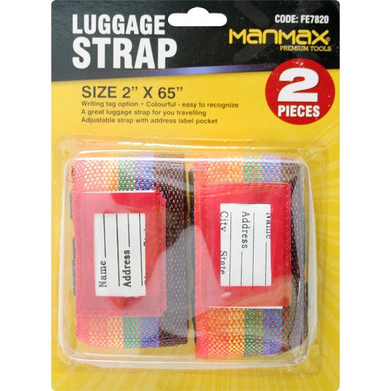 NEW 2PC COLOUR LUGGAGE ADJUSTABLE STRAP BAG ADDRESS TAGS TRAVELING STRAPS