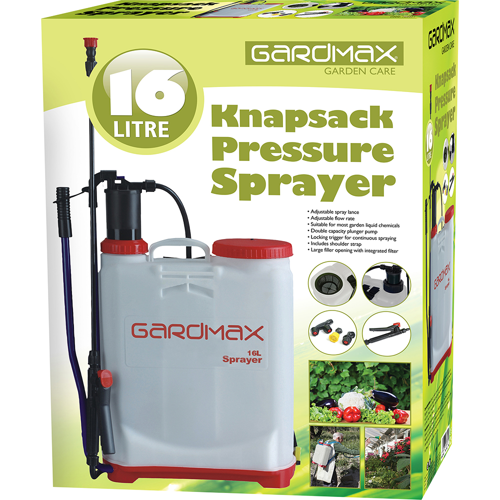 16L Garden Sprayer Knapsack Water Pressure Locking Trigger Lance Weed Killer 