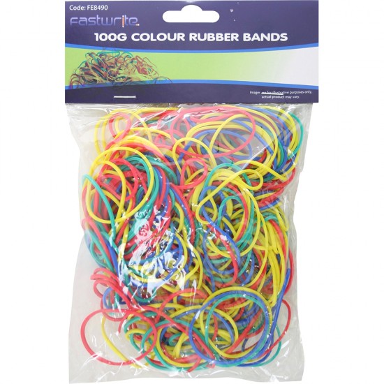 New 100g Super Quality Elastic Rubber Bands Assorted Sizes And Colours