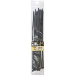 NEW 15PC BLACK PLASTIC NYLON NATURAL STRONG CABLE TIES ZIP TIE WRAPS