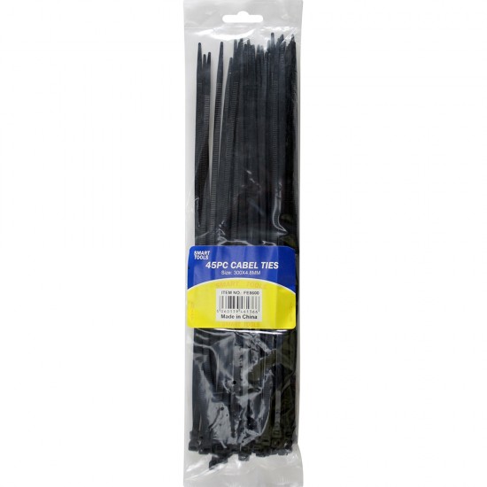 NEW 45PC PLASTIC NYLON BLACK NATURAL STRONG CABLE TIES ZIP TIE WRAPS